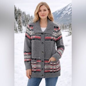 Pendleton Wool/Angora Cardigan Fair Isle Print , size Large
